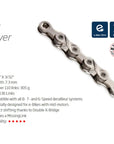 KMC E8 EPT Dark Silver w/Link 136 Link Chain