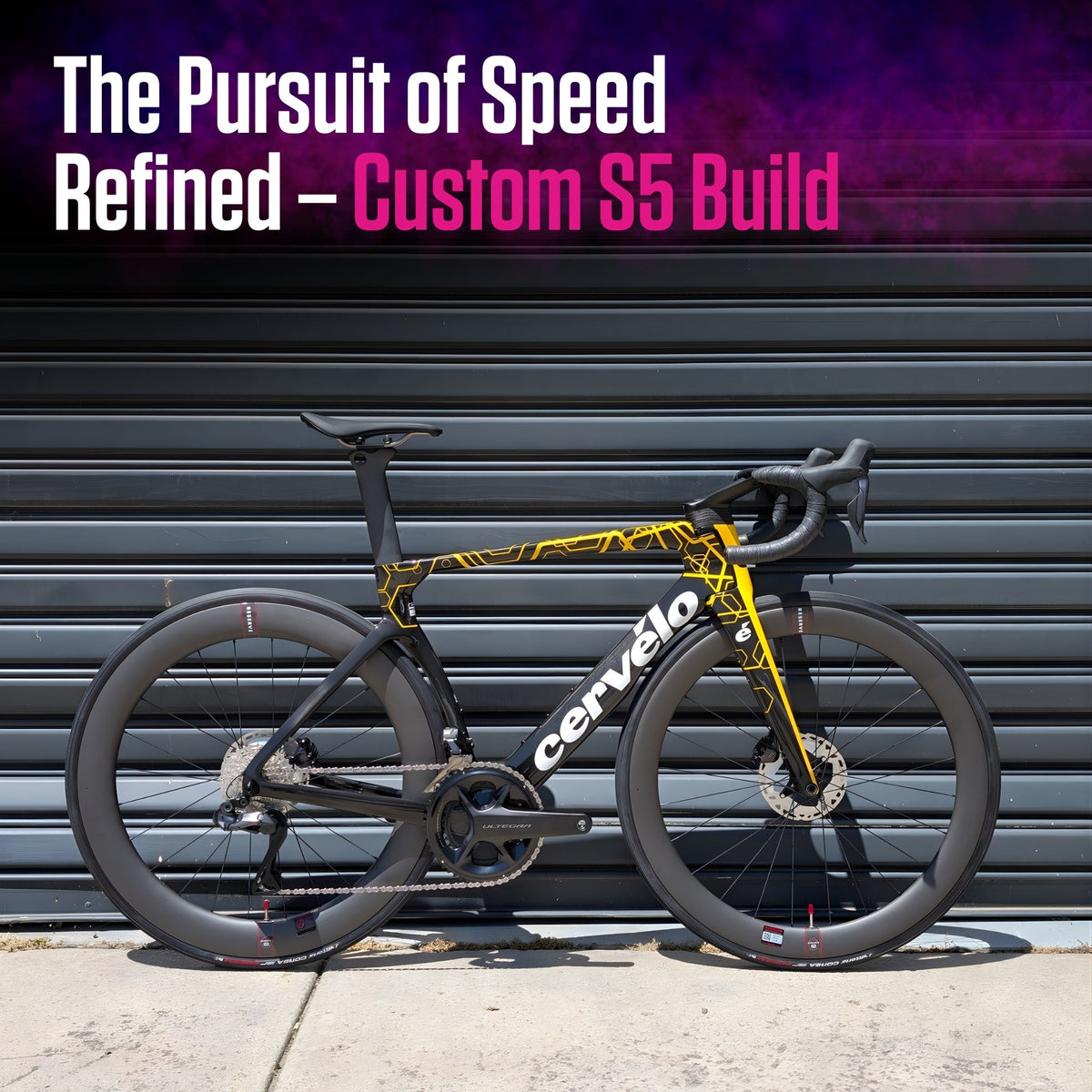 Cervelo S5 Custom bike build Black Yellow, built by Cycle House Greensborough. Specialized, Shimano, Giant, Yarra Valley Cycles