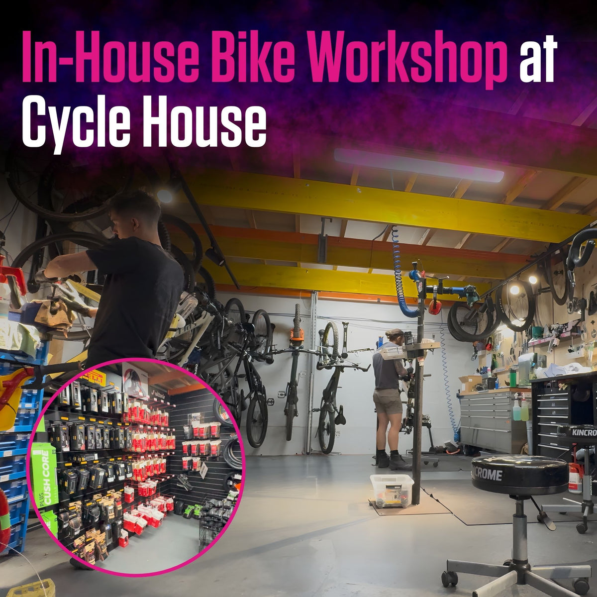 This is an image of the Bike Workshop and Cycle Mechanic store within Cycle House in Greensborough Victoria. Cervelo, Giant, Specialized, Mongoose, Amflow and many more