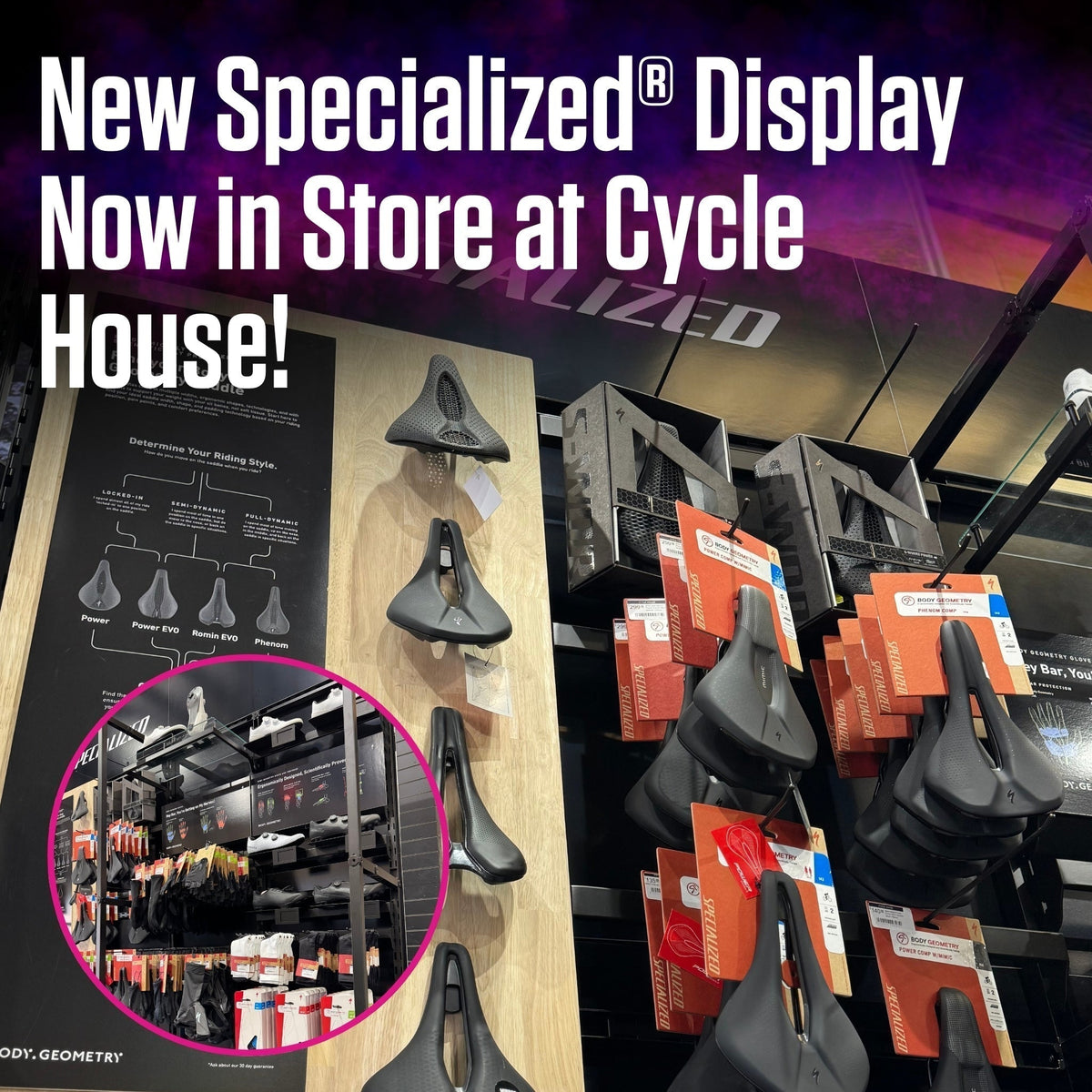 This is an image of the Specialized bikes display at Cycle House in Greensborough, Victoria's premium Specialized dealer