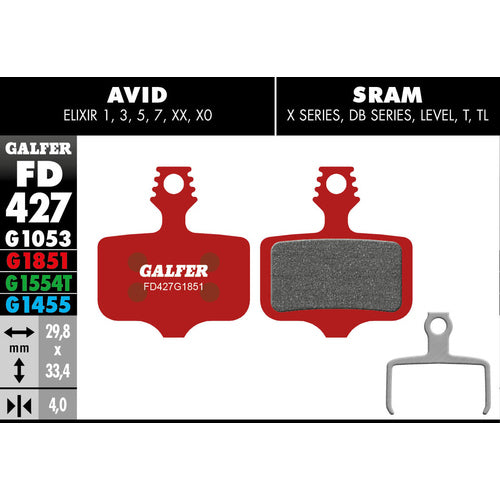 Galfer Advanced AVID ELIXIR, SRAM Level, Force/Red eTap AXS BRAKE PADS