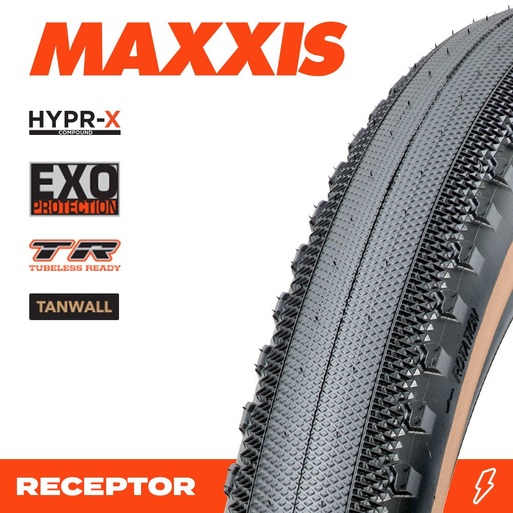 Maxxis Receptor 700 X 40C HYPR-X EXO TR Tanwall Folding 120TPI E-25