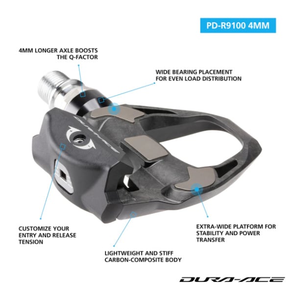 Shimano Dura-Ace PD-R9100 SPD-SL 4mm Longer Axle