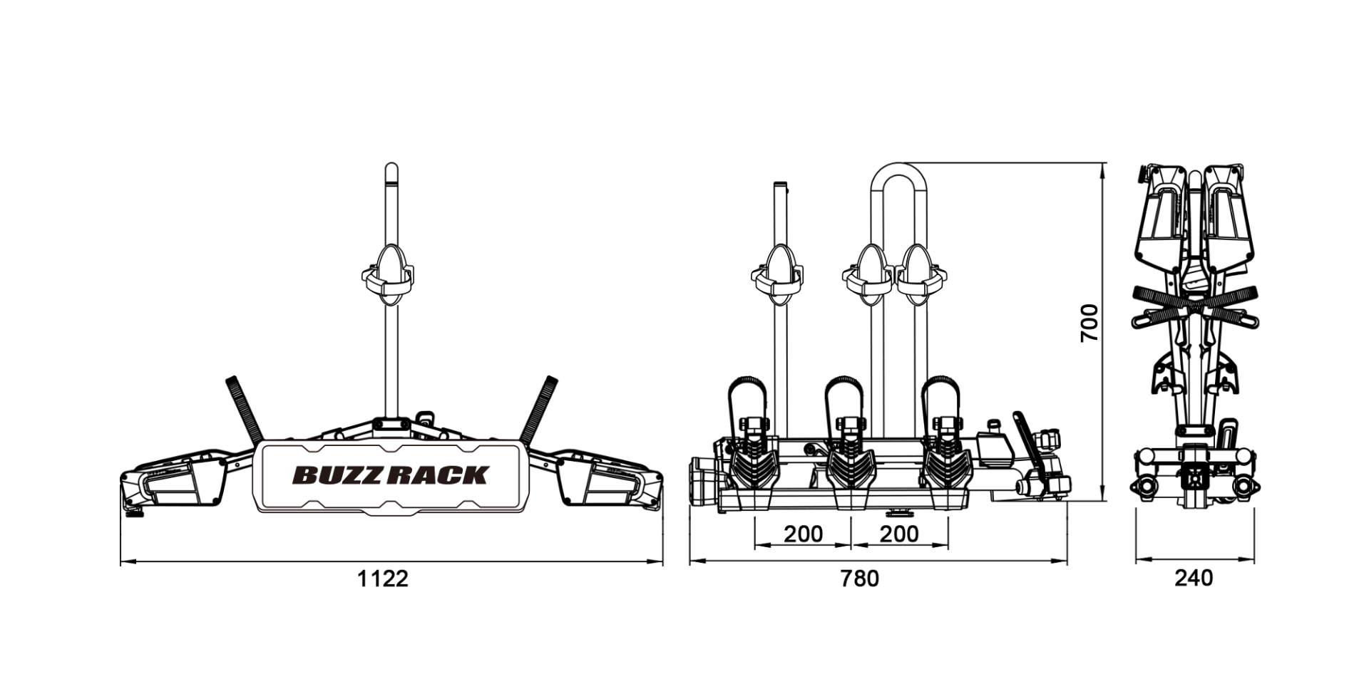 BuzzRack Eazzy H3 Tow Ball 3 Bike Platform Rack